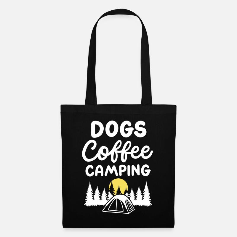 Hunde Kaffee Camping - Stoffbeutel - Schwarz