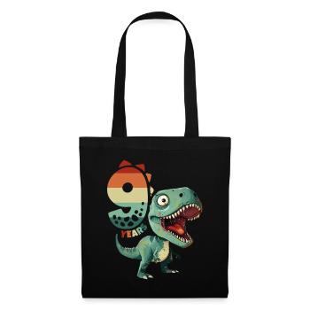 T-Rex Tyrannosaurus 9 ans 9e anniversaire - Sac en tissu - noir - Devant