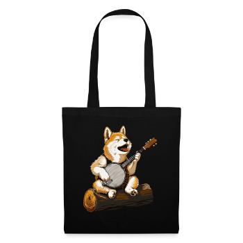Akita Dog Joueur de banjo bluegrass - Sac en tissu - noir - Devant