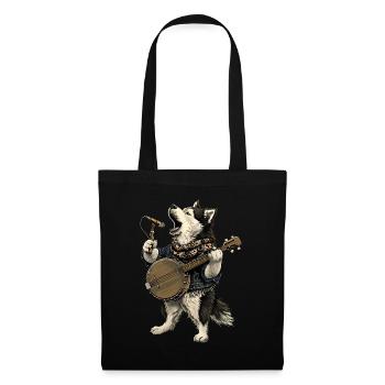 Alaskan Malamute Chien Joueur de Banjo Bluegrass - Sac en tissu - noir - Devant