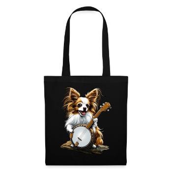 Papillon Dog Bluegrass Banjo Player - Tote Bag - black - Front