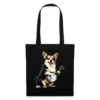 Pembroke Corgi Dog Bluegrass Banjo Player - Tote Bag - black - Front