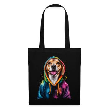 Beagle Sweat à capuche chien coloré drôle animal design imprimé - Sac en tissu - noir - Devant
