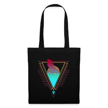 Wolf Vaporwave Synthwave 90s 80s sunset - Tote Bag - black - Front