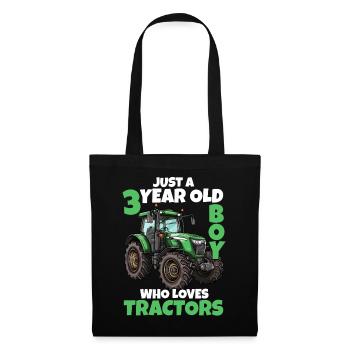 tracteur 3ème anniversaire garçon 3 ans cadeau - Sac en tissu - noir - Devant