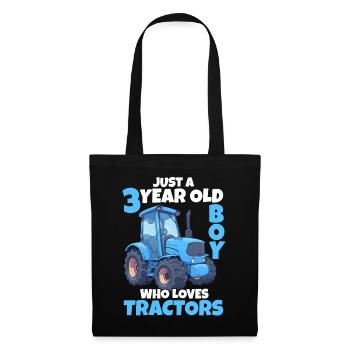 3 Years Tractor Boy 3rd Birthday Gift - Tote Bag - black - Front