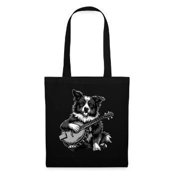 Border Collies Chien Joueur de Banjo Bluegrass - Sac en tissu - noir - Devant