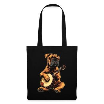 Bullmastiff Chien Joueur de Banjo Bluegrass - Sac en tissu - noir - Devant
