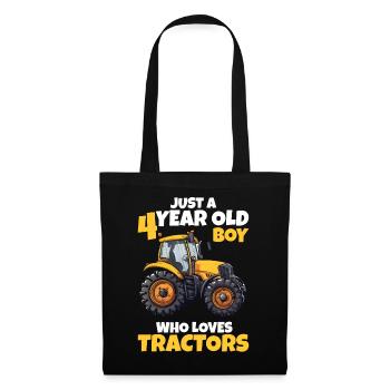 Tractor 4th Birthday 4 Years Boy Gift - Tote Bag - black - Front