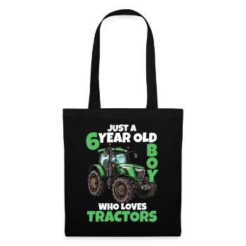 6 Years Tractor Boy 6th Birthday Gift - Tote Bag - black - Front