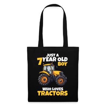 Tractor 7 Years 7th Birthday Boy Gift - Tote Bag - black - Front