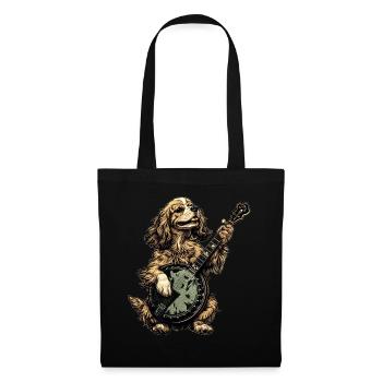 Cocker Spaniel Chien Joueur de banjo Bluegrass - Sac en tissu - noir - Devant