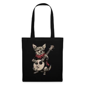 Chihuahua chien Bluegrass Joueur de banjo - Sac en tissu - noir - Devant