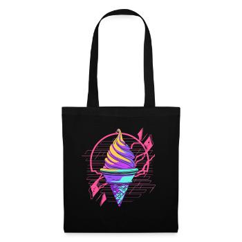 Cornet de crème glacée Synthwave - Sac en tissu - noir - Devant