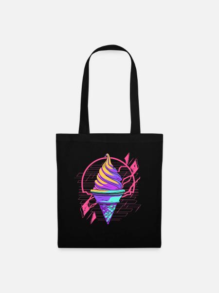 Eiswaffel Synthwave - Stoffbeutel - Schwarz