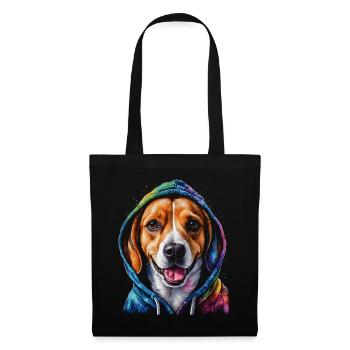 Beagle Hoodie Dog Colorful Funny Animal Design Print - Tote Bag - black - Front