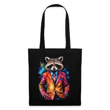 Costume de raton laveur Imprimé de design animal coloré - Sac en tissu - noir - Devant