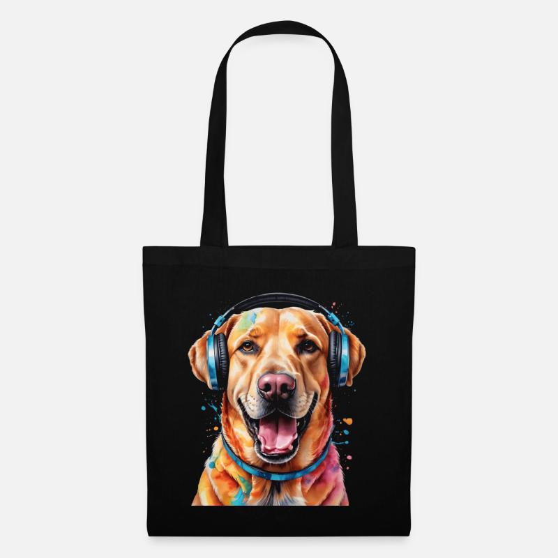 Labrador Retriever Kopfhörer Hund Tier Print - Stoffbeutel - Schwarz