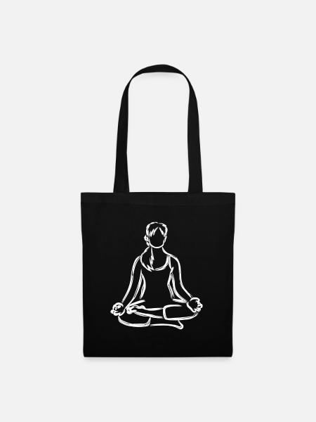 Yogini Zeichnung - Stoffbeutel - Schwarz