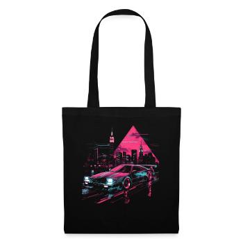 Synthwave Rétro Voiture Ville Vaporwave Années 80 Années 90 - Sac en tissu - noir - Devant
