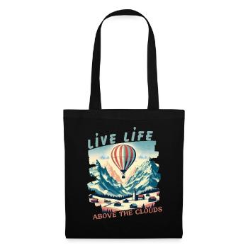 Vivez la vie au-dessus des nuages - T-shirt montgolfières - Sac en tissu - noir - Devant