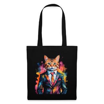 Katze Anzug Bunt Lustig Lustig Tier Design Print - Stoffbeutel - Schwarz - Vorne