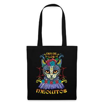 Dia De Los Meowtos Muertos Tag der Toten Halloween - Stoffbeutel - Schwarz - Vorne