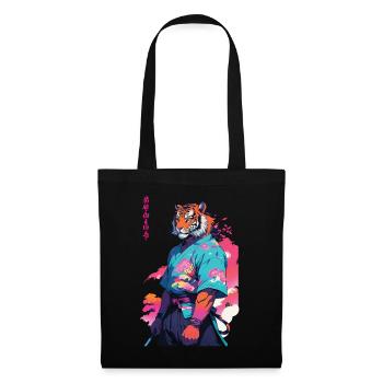 Tiger Yokai Vaporwave Aesthetic Samurai Art - Tote Bag - black - Front