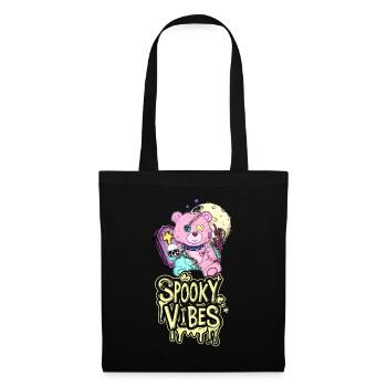 Teddy bear with coffin and moon Halloween design - Tote Bag - black - Front