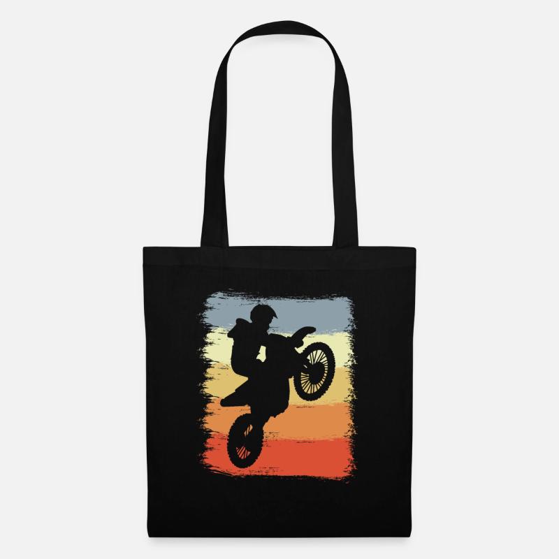 Retro Motocross Grafik - Stoffbeutel - Schwarz
