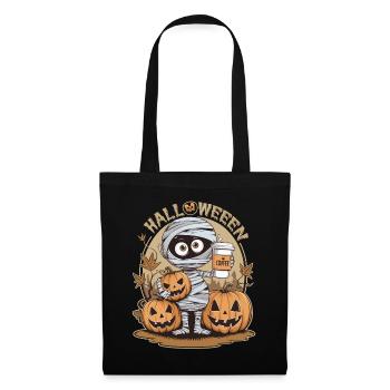 Mummy with Pumpkin and Halloween Theme - Tote Bag - black - Front