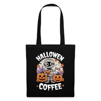 Halloween Mummy with Pumpkins and Coffee - Tote Bag - black - Front