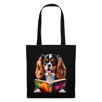 Cavalier King Charles Spaniel Lecture Livre Chien - Sac en tissu - noir - Devant
