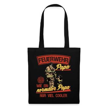 Feuerwehr Papa Feuerwehrmann - Stoffbeutel - Schwarz - Vorne
