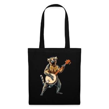 Lemur Ringtail Joueur de banjo bluegrass - Sac en tissu - noir - Devant