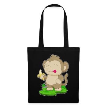 Singe Banane - Sac en tissu - noir - Devant