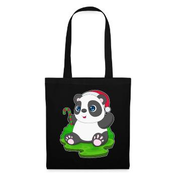 Panda Canne de Noël - Sac en tissu - noir - Devant