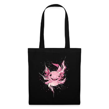 Kawaii Axolotl mit Blitzen für Axolotl-Fans - Stoffbeutel - Schwarz - Vorne