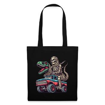 Dino with skeleton dinosaur on monster truck - Tote Bag - black - Front