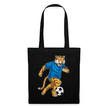 Tiger Fußballspieler Fußball - Stoffbeutel - Schwarz - Vorne