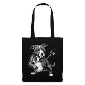 Pitbull Pittie Dog Bluegrass Banjo Player - Tote Bag - black - Front