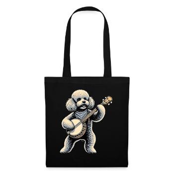 Pudelhund Bluegrass Banjo Spieler - Stoffbeutel - Schwarz - Vorne
