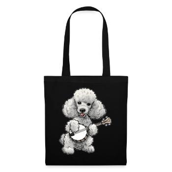 Caniche Chien Bluegrass Joueur de banjo - Sac en tissu - noir - Devant