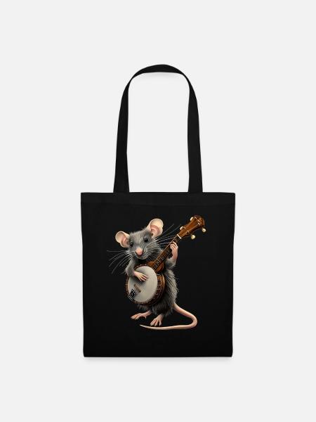Rattenmaus Bluegrass Banjo Spieler - Stoffbeutel - Schwarz
