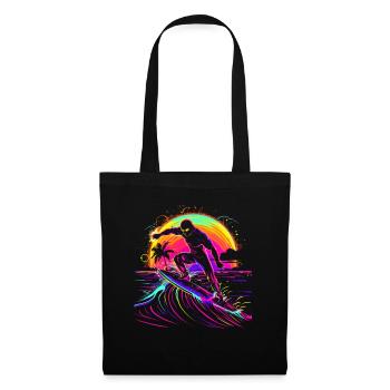 Surfer Vaporwave - Stoffbeutel - Schwarz - Vorne