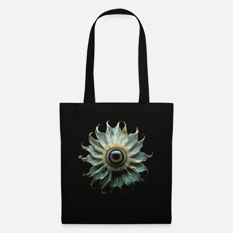 Esthétique Weirdcore Fleur Globe oculaire humain - Sac en tissu - noir