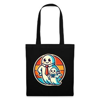 dad ghost father with child funny halloween - Tote Bag - black - Front