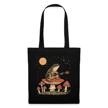 Cottagecore Aesthetic Frog Guitar Mushroom Witchy - Tote Bag - black - Front