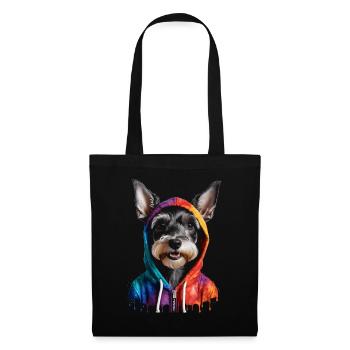 Zwergschnauzer Hoodie Hund Lustig Tier Print - Stoffbeutel - Schwarz - Vorne