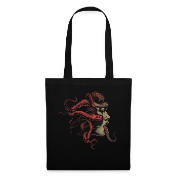Weirdcore Aesthetic Octopus Woman Face Horror - Tote Bag - black - Front